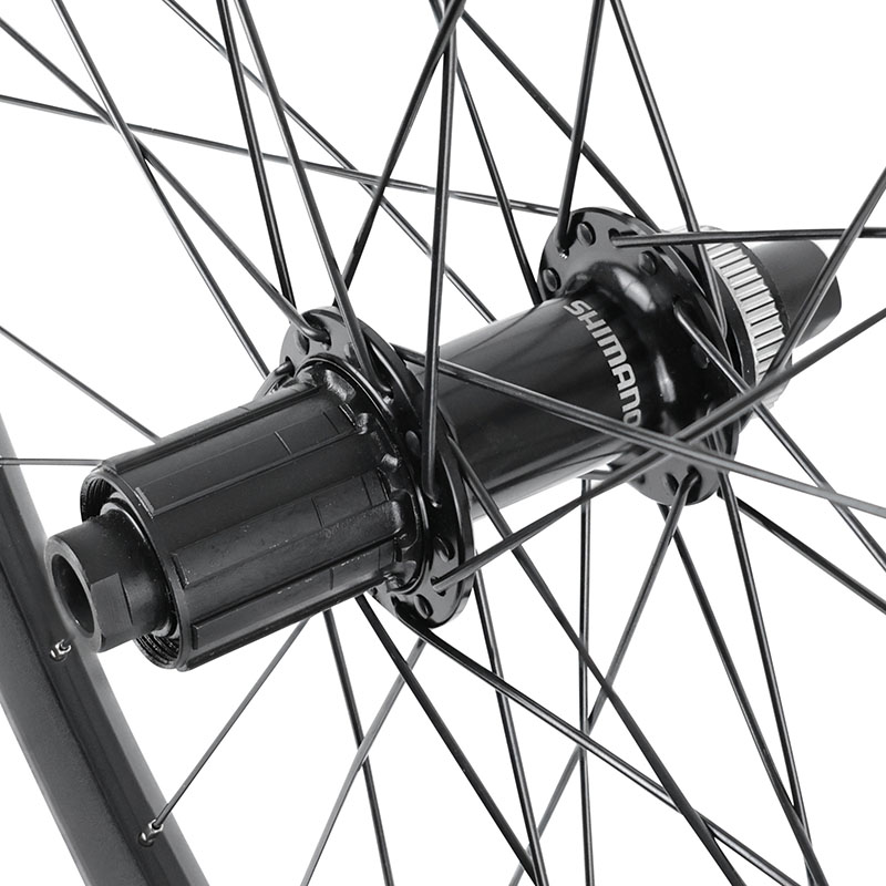 Roue VTT disque 27.5" arriere MACH1 pulse 23 arriere noir moyeu shimano RS470 GRX centerlock tubeless ready axe traversant 12-142 cassette 12-11-10V. jante 23C 32 rayons -poids max 150 KG - vue 3