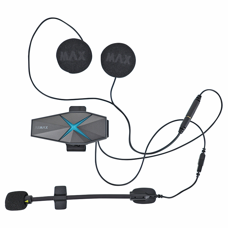 Intercom Asmax F1 plus bluetooth 5.3 jusqu’a 10 utilisateurs - 3KM portee pilote a pilote et 15KM portee technology mesh batterie 1250MAH - compatible jet, integral, et autres - vue 4