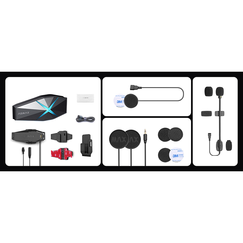 Intercom Asmax F1 plus bluetooth 5.3 jusqu’a 10 utilisateurs - 3KM portee pilote a pilote et 15KM portee technology mesh batterie 1250MAH - compatible jet, integral, et autres - vue 6