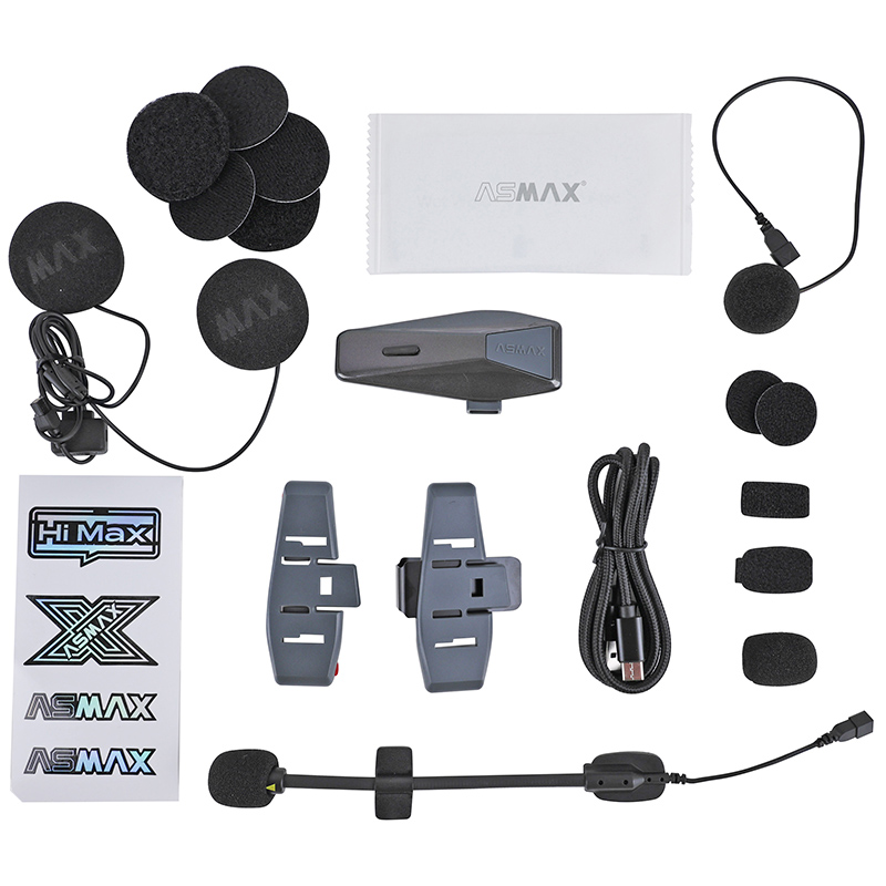Intercom Asmax S2 bluetooth 5.4 jusqu’a 8 utilisateurs - 3KM portee pilote a pilote et 15KM portee technology mesh compatible jet, integral, et autres - vue 7