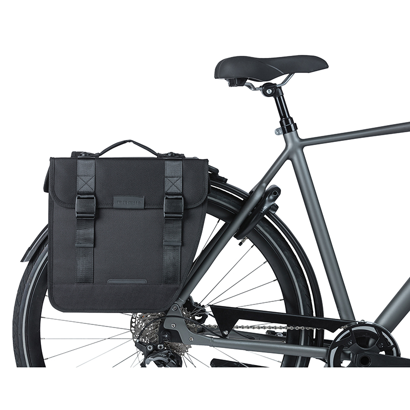 Sacoche arrière vélo double Basil Tour 28 L noir fixation porte-bagage Mik (34x14x34 cm) - vue 6