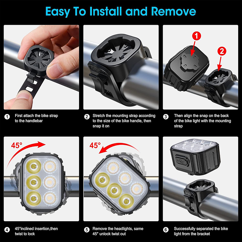 Kit d'éclairage vélo USB 500-100 lumens noir avant/arrière câble inclus - vue 4