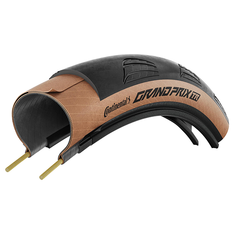 Pneu route Continental Grand Prix 700 x 28 noir flanc marron Tubeless Ready TS (25-622) VAE - vue 4