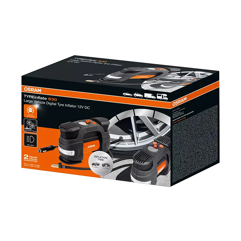Compresseur-gonfleur universel OSRAM 830 12V 180W écran LED rétro-éclairé débit 40-43 L/min - vue 2