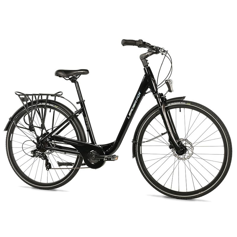 Vélo de ville Leader Fox Region 2025 mixte noir 28 pouces 7V cadre alu 17 pouces
