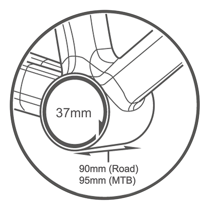 Cuvette intégrée boîtier route à emboîter Pressfit Tripeak céramique 90-95 mm diamètre 37 pour axe 24 mm - vue 2