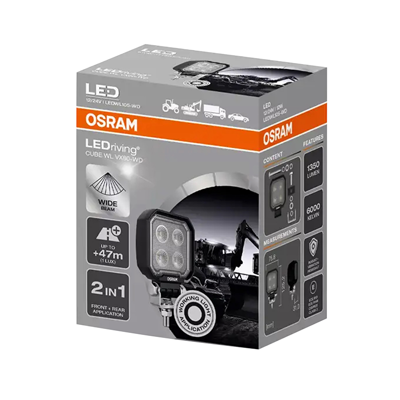 Feu d'éclairage additionnel LED orientable OSRAM LEDriving Cube WL VX80-WD 1150 LM homologué CE - vue 7