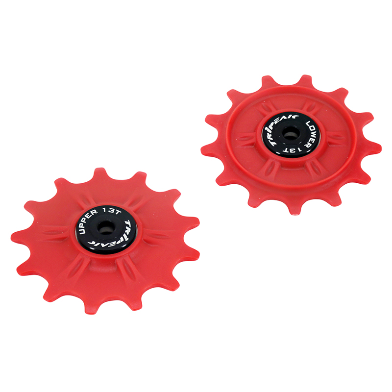 Galet derailleur gravel-vtt Tripeak 13-13 dents ceramique 11V. shimano GRX-XT (GRX 812 - 817 - XTM8000) rouge (blister de 2) - vue 2