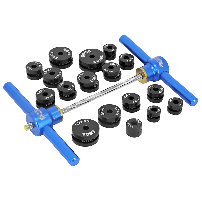 Outil pro presse à roulements BLACK BEARING malette complète avec 2 presses et 34 cales aluminium CNC anodisé