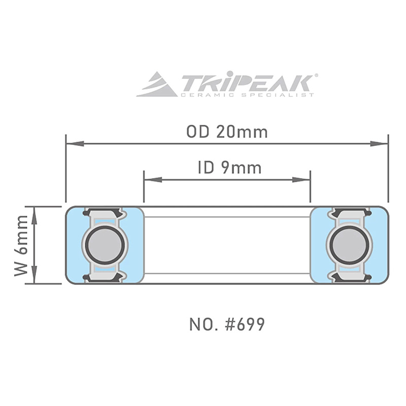 Roulement Tripeak céramique hybride 20x9-6 mm - vue 3