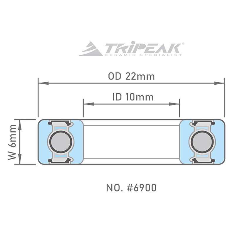 Roulement Tripeak céramique hybride 22X10-6MM (6900) - vue 3