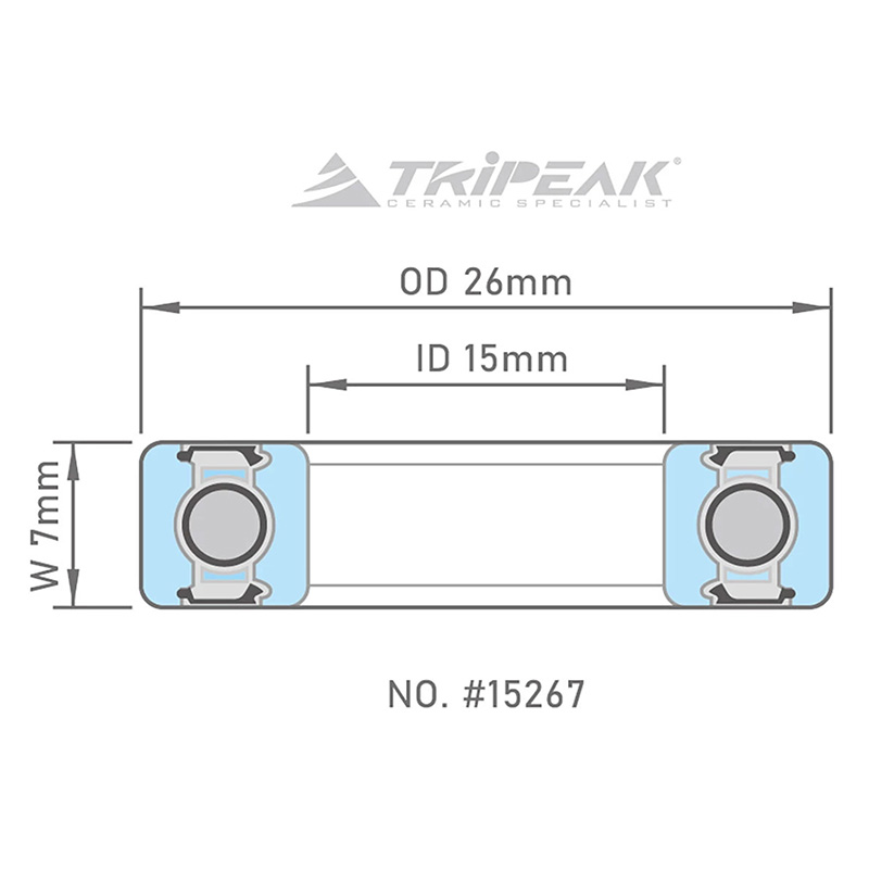 Roulement Tripeak céramique hybride 26x15-7mm (15267) - vue 3
