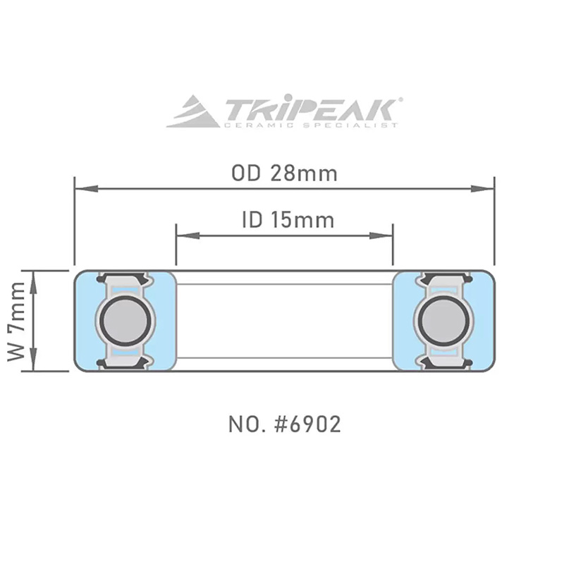 Roulement Tripeak céramique hybride 28x15-7mm (6902) - vue 3