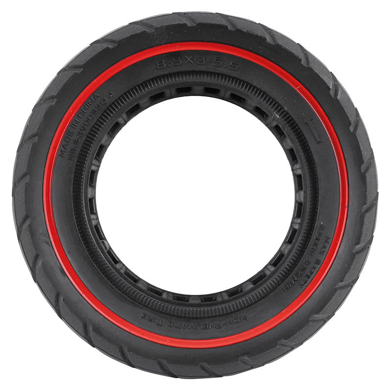 Pneu trottinette plein 8.5 x 3.00-5.5 noir liseré rouge ultra-léger Sélection P2R - vue 2