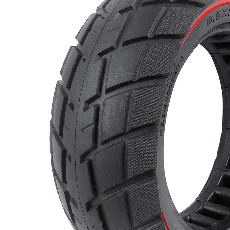 Pneu trottinette plein 8.5 x 3.00-5.5 noir liseré rouge ultra-léger Sélection P2R - vue 3