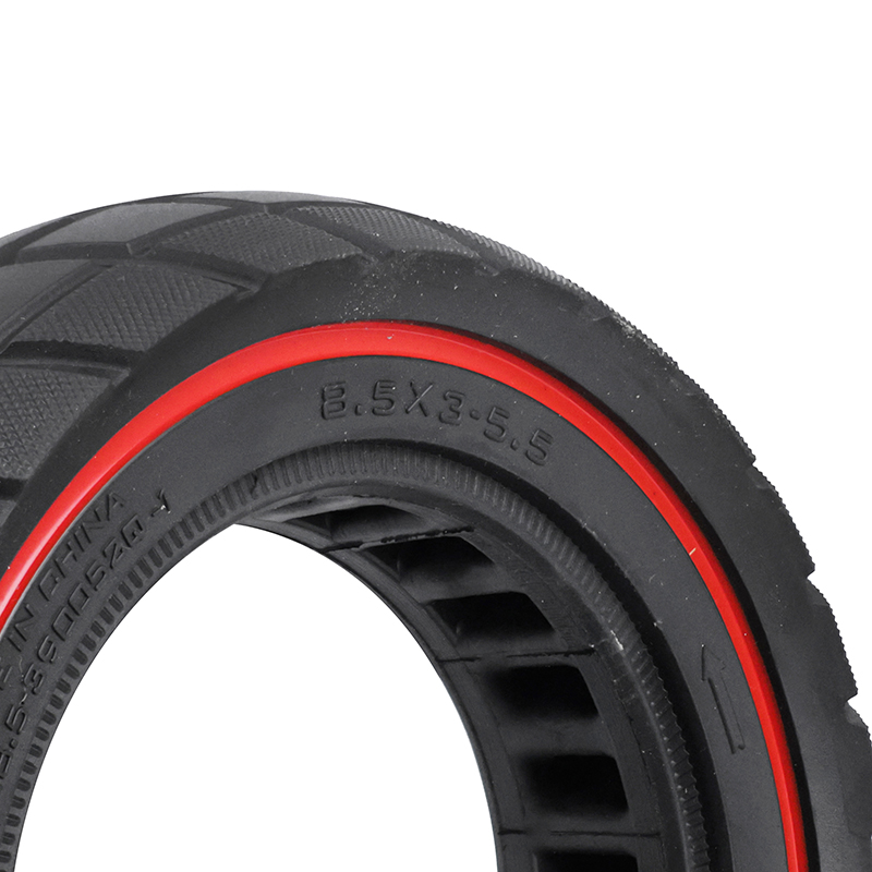 Pneu trottinette plein 8.5 x 3.00-5.5 noir liseré rouge ultra-léger Sélection P2R - vue 4