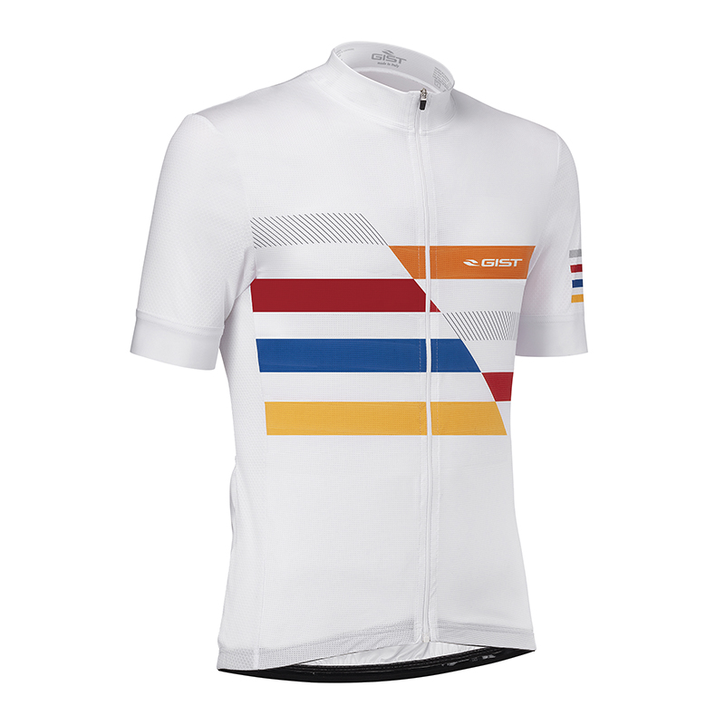 MAILLOT GIST ETE VELO MANCHES COURTES ZIP TOTAL BLANC BANDE COLORE  M    -5347