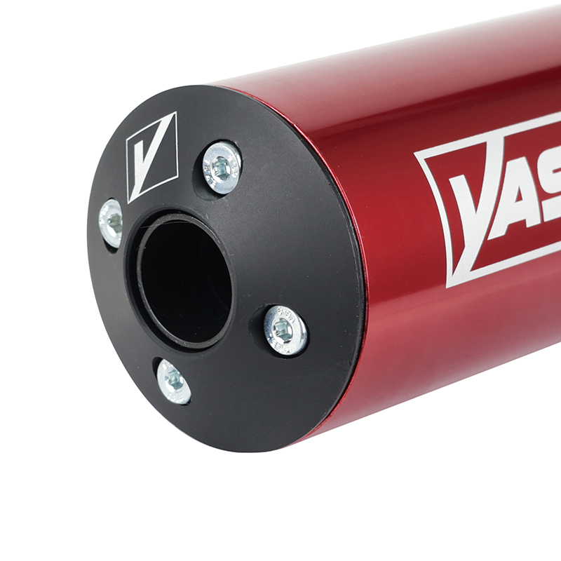 Silencieux Pot 50 à boîte Yasuni R2 verni pour Derbi 50 Senda-Beta 50 RR-Rieju 50 MRT, SMX, MRX, RR-MBK 50 X-Limit-Fantic 50 XE, XM-Moteur AM6 et Derbi (passage bas) rouge TUB810TE - vue 2