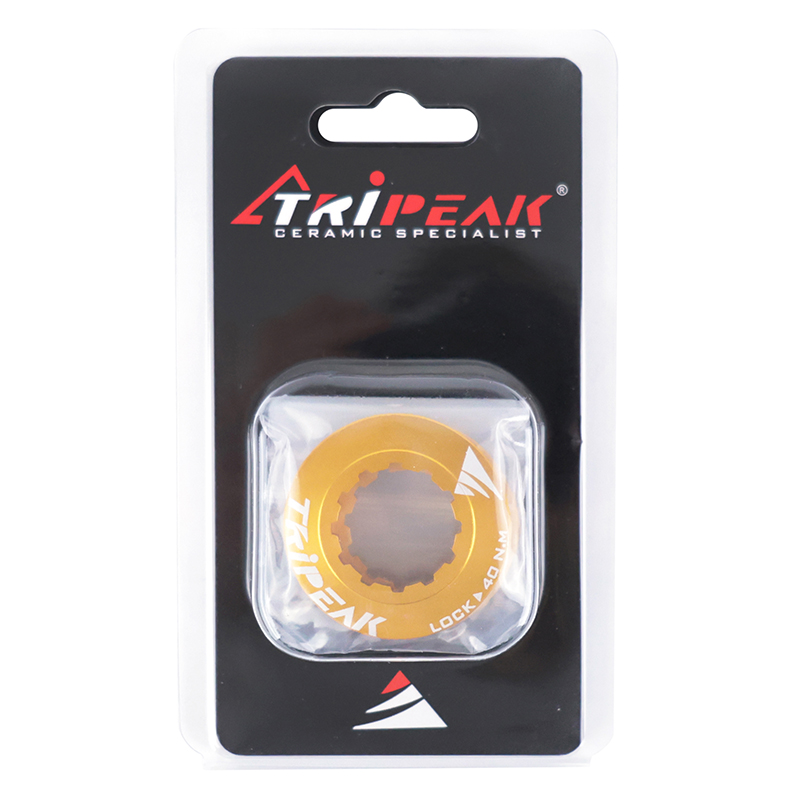 Écrou disque de frein Centerlock Tripeak aluminium ultra léger 7G or - serrage interne (paire) - vue 2