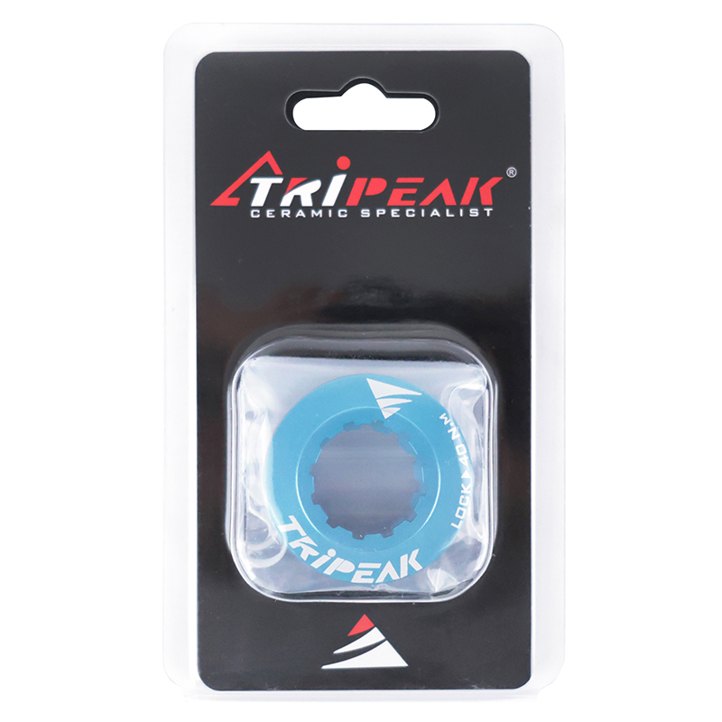 Écrou disque de frein Centerlock Tripeak aluminium ultra léger 7G bleu clair - serrage interne (la paire) - vue 2