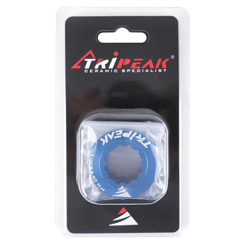 Écrou disque de frein Centerlock Tripeak aluminium ultra léger 7g bleu foncé - serrage interne (paire) - vue 2