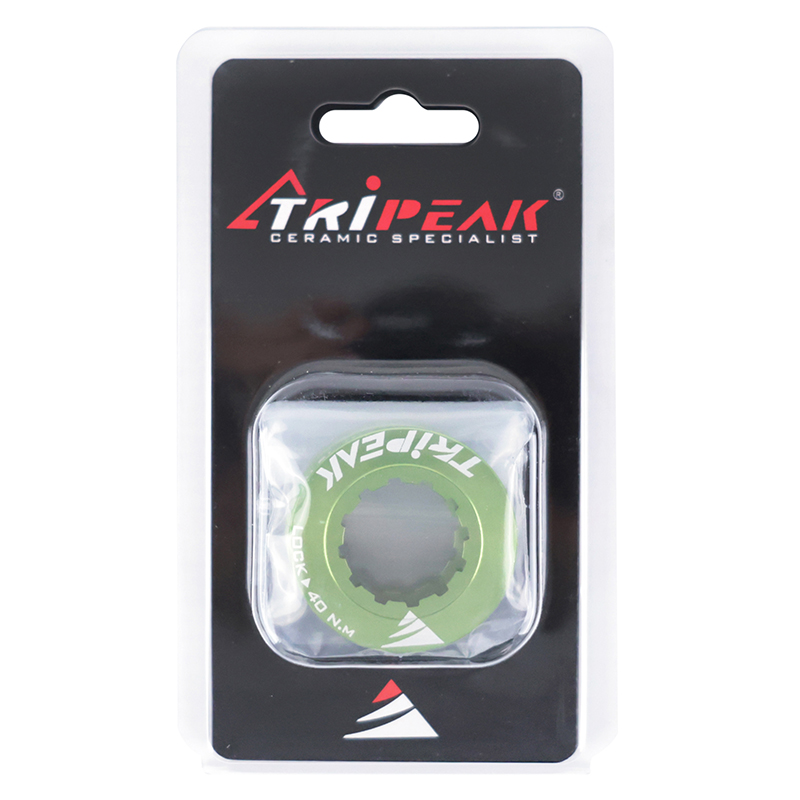 Écrou disque de frein Centerlock Tripeak aluminium ultra léger 7g vert - serrage interne (la paire) - vue 2