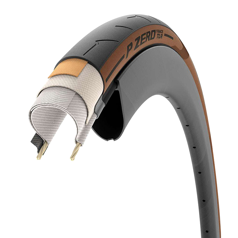 Pneu route 700 x 30 Pirelli p zero race RS classic tanwall noir flanc marron TS (30-622) - vue 4