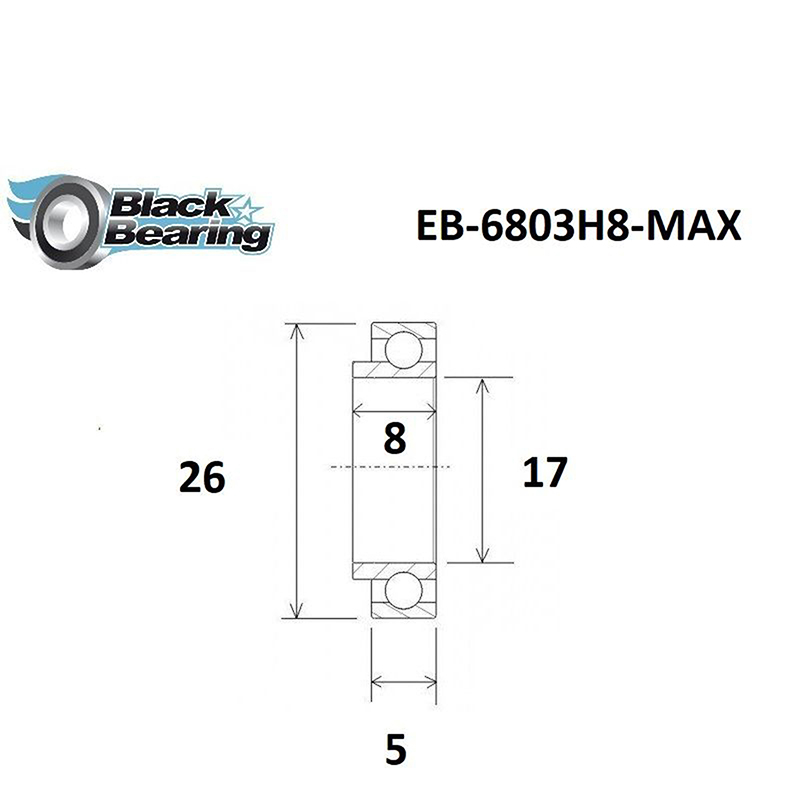 Roulement cadre suspendu Black Bearing max 17x26-5-8 mm (6803H8-E 2RS) - vue 2