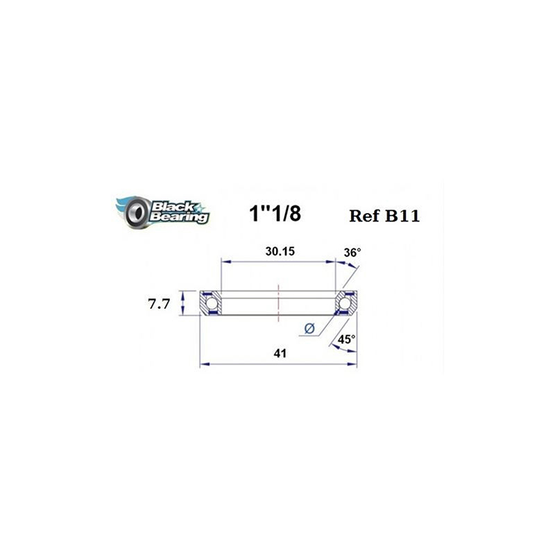 Roulement jeu direction Black Bearing B11 - 30,15 x 41 x 7,7 mm 36x45° - vue 3