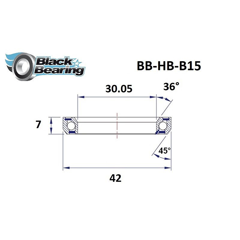 Roulement jeu de direction Black Bearing B15 - 30,05 x 42 x 7 mm 36x45° - vue 3