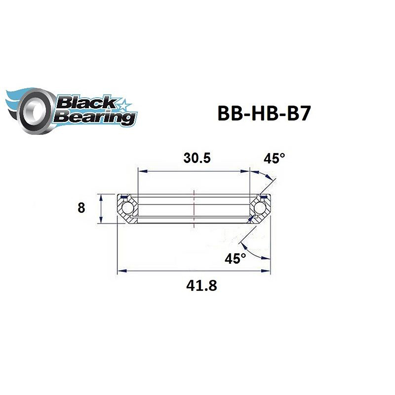 Roulement jeu de direction Black Bearing B7 - 30,5 x 41,8 x 8 mm 45°x45° - vue 3