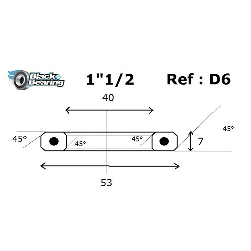 Roulement jeu de direction Black Bearing D6 inox 40 x 53 x 7 mm 45x45° - vue 3