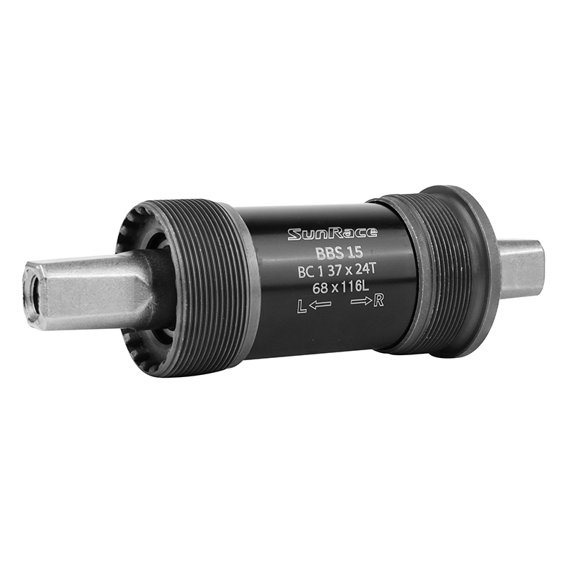 Boitier pedalier Sunrace carre BBS 116MM (boite de 68) cuvettes acier filetage anglais - BSC - 1,37X24