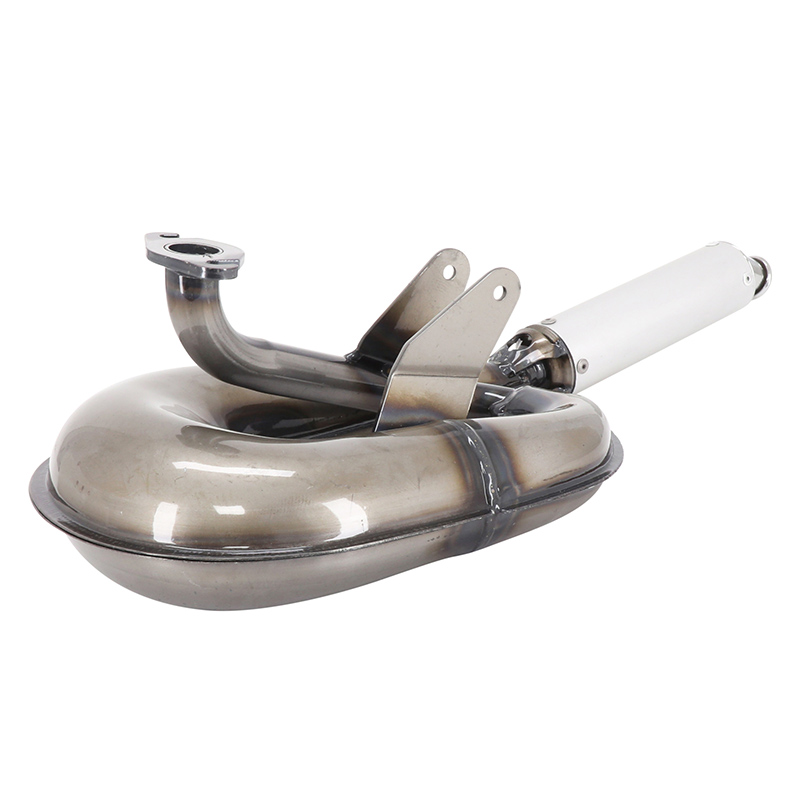 Pot d'échappement cyclo serpentin V2 renforcé adaptable Peugeot 103 SP-MVL à bride finition vernis Sélection P2R - vue 3