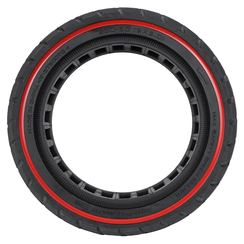 Pneu trottinette plein 230 x 50 noir liseré rouge ultra léger Sélection P2R - vue 2