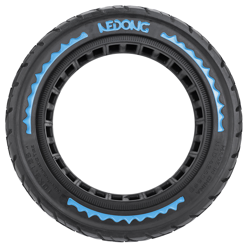 Pneu trottinette plein cross 10 x 2.50-B34 noir liseret bleu ultraleger (largeur interieur 43MM) - vue 2