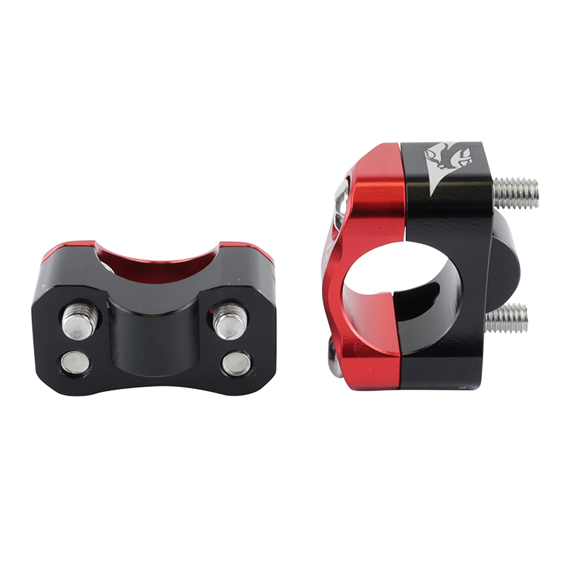 Pontet de guidon universel voca HB28 V2 alu CNC adaptateur diam 28,6MM noir-rouge (entraxe fixation 32,20 a 34,80MM) (paire) - vue 2