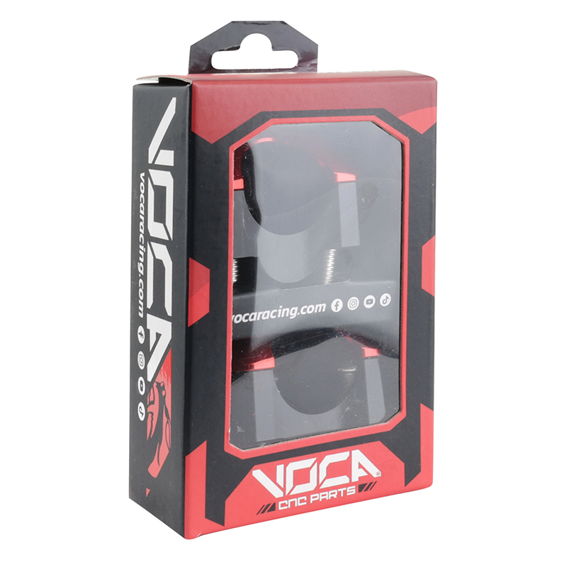 Pontet de guidon universel voca HB28 V2 alu CNC adaptateur diam 28,6MM noir-rouge (entraxe fixation 32,20 a 34,80MM) (paire) - vue 3