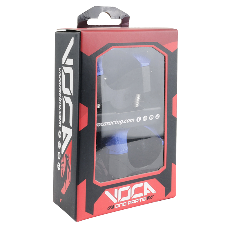 Pontet de guidon universel voca HB28 V2 alu CNC adaptateur diam 28,6MM noir-bleu (entraxe fixation 32,20 a 34,80MM) (paire) - vue 3