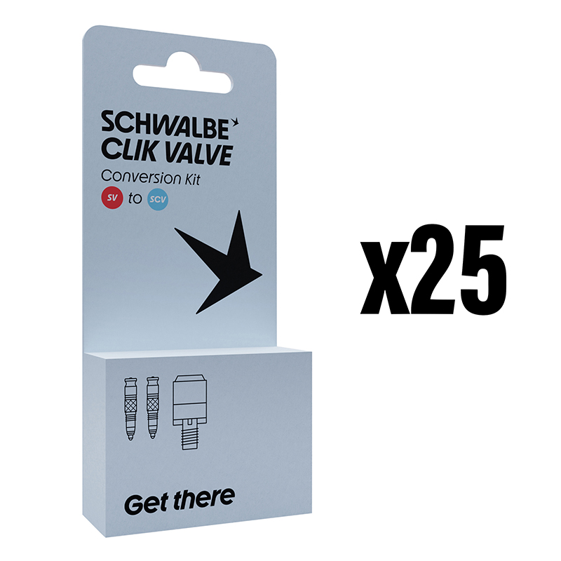 Kit adaptateur valve de pneu tubeless Presta vers Schwalbe Clik Valve SV (10X3540 - 10X3542 - 5X3541) - Lot de 25 - vue 2
