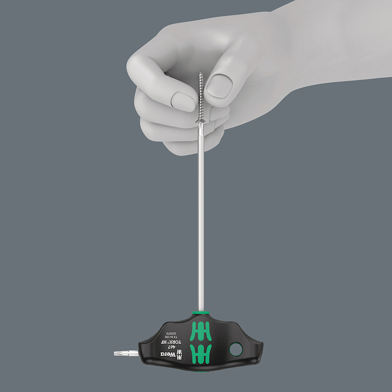 Clé Torx manche en T Wera 467 HF T27X200 mm noir-vert - vue 4