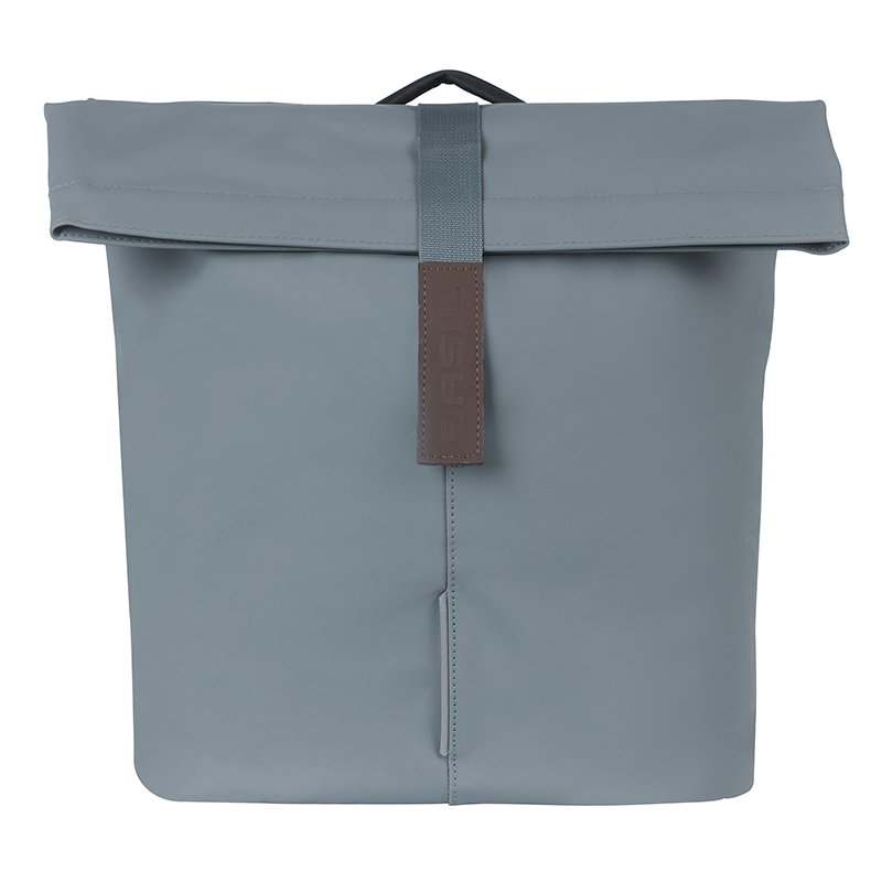 Sacoche arrière vélo double Basil vegan bleu imitation cuir 28-32L fixation porte-bagages - vue 3
