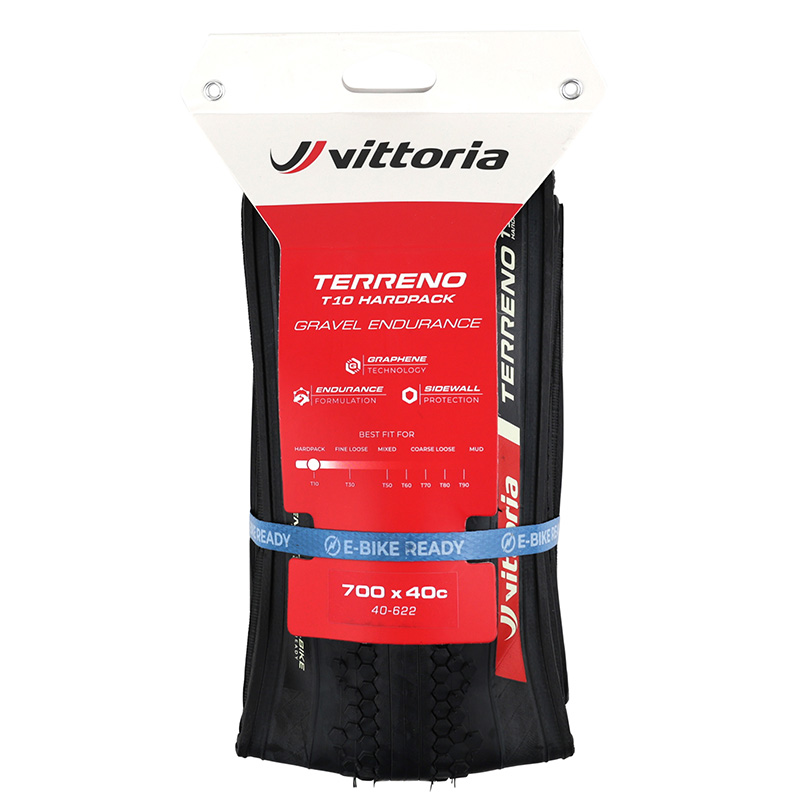 Pneu gravel Vittoria Terreno T10 Hardpack Endurance Graphene 2.0 700 x 40 tubeless ready noir - vue 3