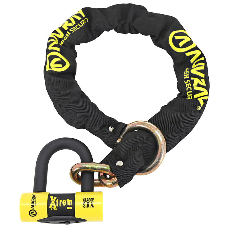 Antivol à chaîne Auvray Xtrem Lasso 1.00M maillon diam 13.5MM avec U Xtrem mini 52x65MM (diam 16MM)