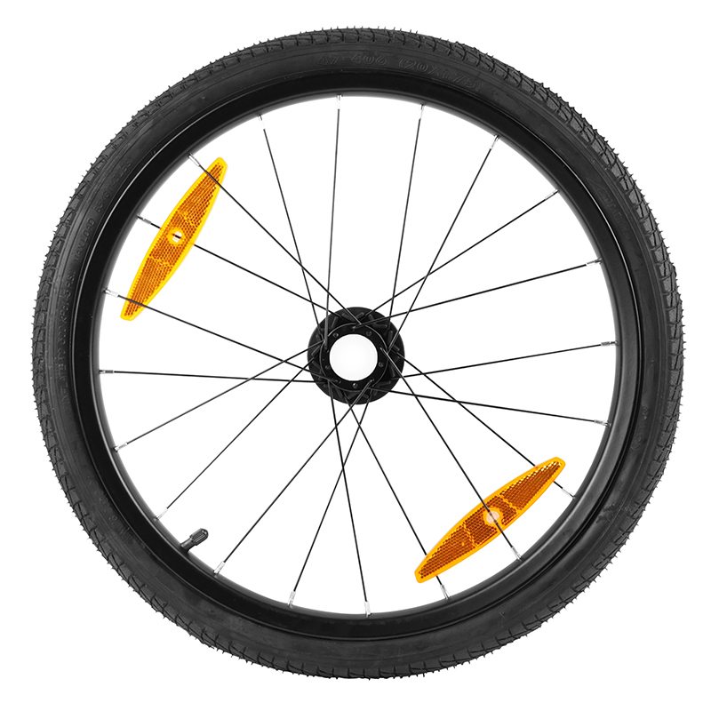 Roue remorque vélo 20" moyeu fusée rayon avec pneu et chambre gauche Polisport 161054 - vue 2