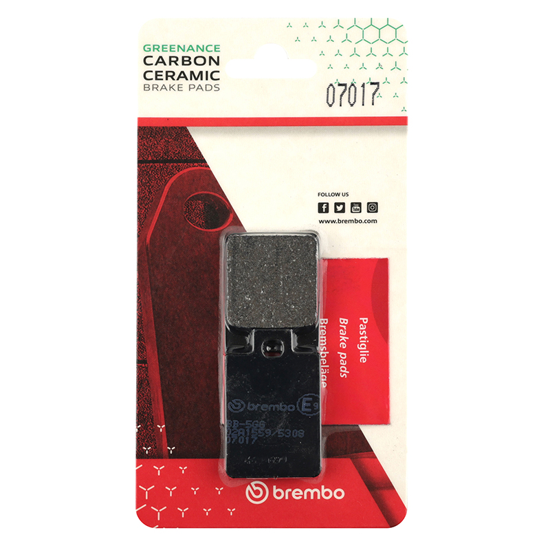 Plaquette de frein Brembo pour piaggio 50 zip 4T 2000+2004 av, zip 2000+ 2T av, liberty 2T 1997+ av, liberty 4T 2000+ av, vespa LX 2T-4T 2005+ av (scooter carbone ceramique) -07017 cc - vue 4