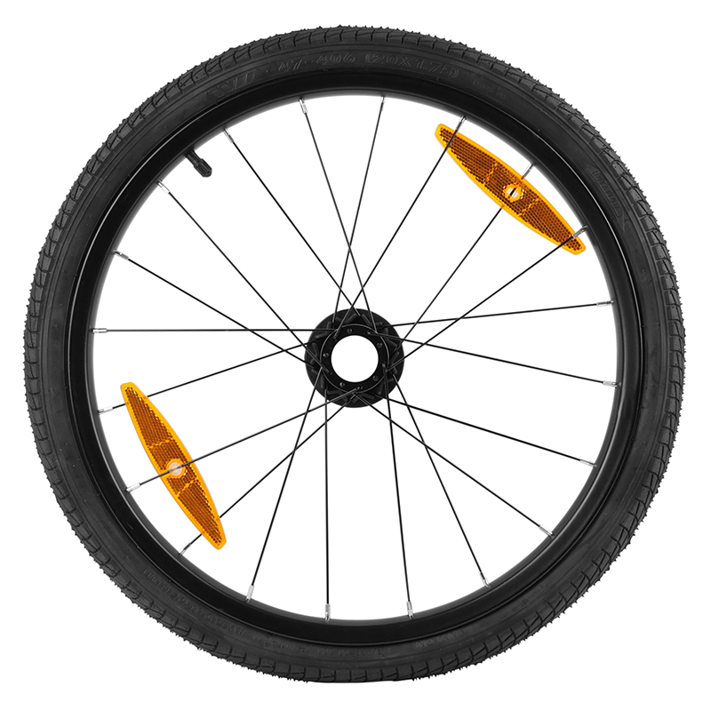 Roue remorque vélo 20" moyeu fusée rayon avec pneu et chambre (droite) Polisport 161054 - vue 2