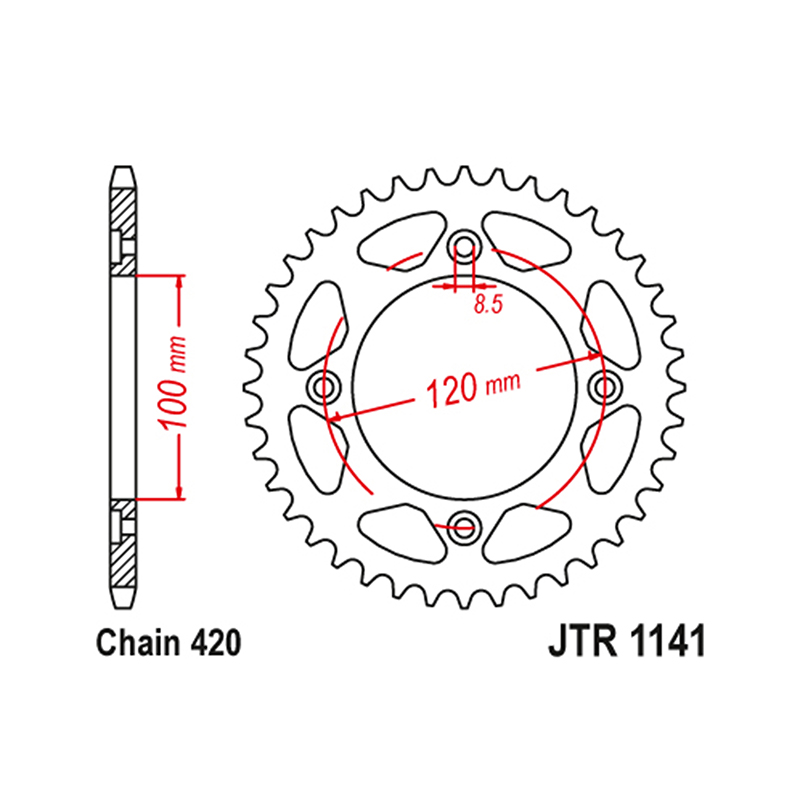 Couronne JT Sprockets 420 51 dents acier noir Beta 50 RR 2005-2017 - vue 2