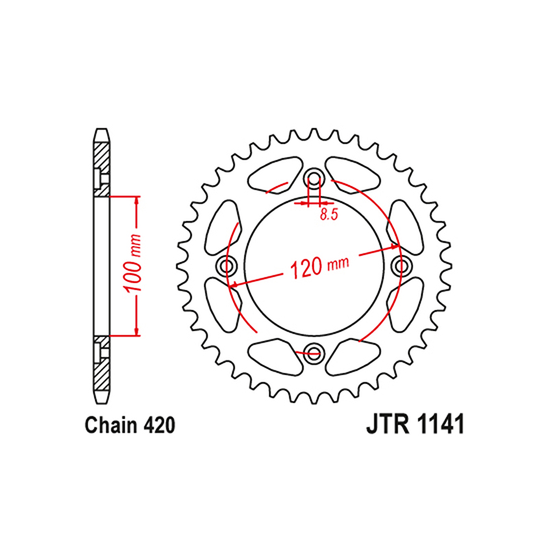 Couronne JT Sprockets 50 dents boîte adaptable Beta 50 RR 2018+ 420 60 DTS acier noir - vue 2