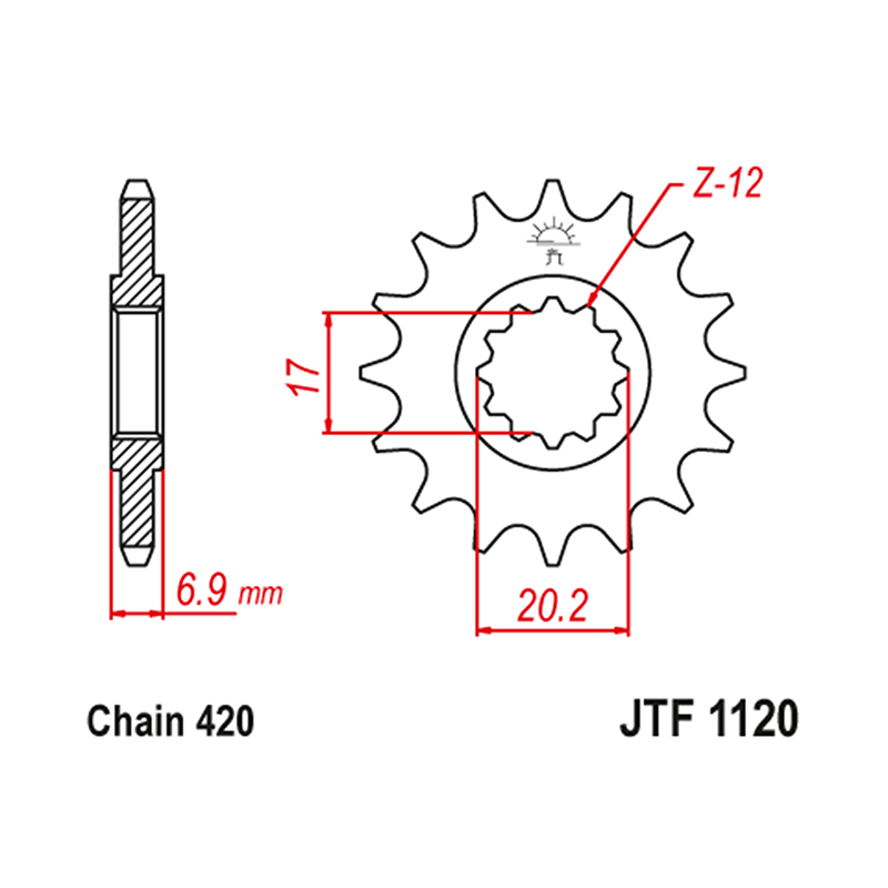 Pignon 50 dents boîte adaptable Minarelli 50 AM6 - Rieju 50 MRT - Beta 50 RR - Sherco 50 SM-R SE-R 420 15 DTS JT Sprockets - vue 2